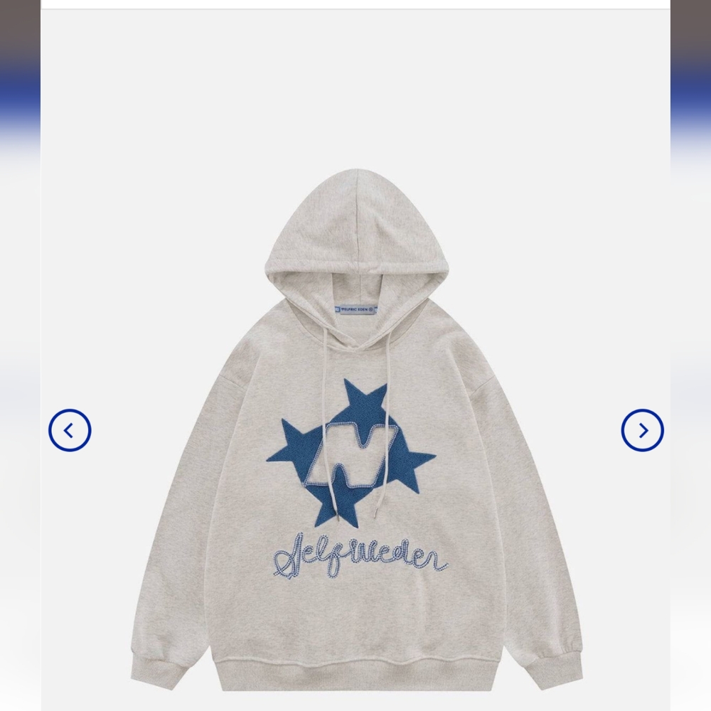 Aelfric Eden Beige Hoodie with Blue Star Design